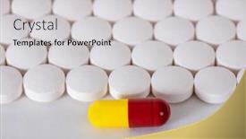  Presentation with abuse - Amazing slide set having conceptual medicine abuse capsule and round white pills on a white background backdrop and a light gray colored foreground