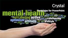  Presentation with mental healthcare - Audience pleasing PPT layouts consisting of positive thinking abstract word cloud backdrop and a black colored foreground