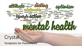  Presentation with mental health abstract - Colorful PPT theme enhanced with conceptual mental health or positive backdrop and a soft green colored foreground
