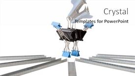  Presentation with done - PPT theme with conceptual monster done from paperclips and staples background and a white colored foreground