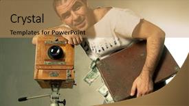  Presentation with business concepts photo - Audience pleasing presentation theme consisting of conceptual photo for microstock photography backdrop and a coral colored foreground