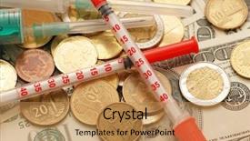  Presentation with drugs - PPT theme featuring conceptual photo illustrating expensive drugs background and a coral colored foreground