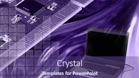  Presentation with modern color - Slide deck featuring conceptual-photo-illustration-computers background and a violet colored foreground