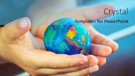  Presentation with hands saving - Slide set enhanced with conceptual-photo-of-a-saving background and a light blue colored foreground