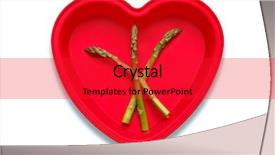  Presentation with heart love - Presentation theme with conceptual photo of asparagus in a heart shaped dish to represent a love of the vegetable isolated on a white background with clipping path part of a series background and a red colored foreground