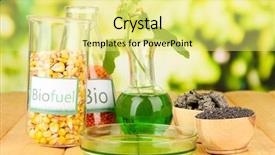  Presentation with bio ethanol - PPT theme with conceptual photo of bio fuel background and a yellow colored foreground