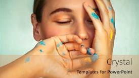  Presentation with paint art - Beautiful slide set featuring conceptual-photo-of-creativity backdrop and a yellow colored foreground