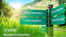  Presentation with eco park - PPT layouts featuring conceptual photo of ecology pollution background and a shamrock green colored foreground