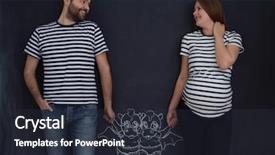  Presentation with business concepts photo - Presentation design enhanced with conceptual photo of pregnant couple background and a  colored foreground