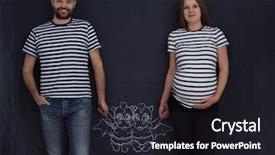  Presentation with business concepts photo - Slides with conceptual photo of pregnant couple background and a  colored foreground