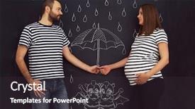  Presentation with chalk board - Amazing slide deck having conceptual photo of pregnant couple backdrop and a  colored foreground