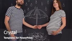  Presentation with business concepts photo - Slides having conceptual photo of pregnant couple background and a  colored foreground