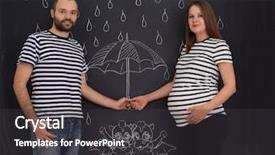  Presentation with business concepts photo - Slide deck with conceptual photo of pregnant couple background and a  colored foreground