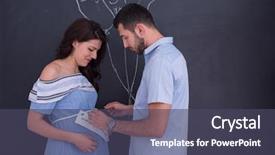  Presentation with chalk board - Audience pleasing presentation theme consisting of conceptual photo of pregnant couple backdrop and a ocean colored foreground