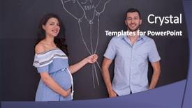  Presentation with business concepts photo - Audience pleasing PPT layouts consisting of conceptual photo of pregnant couple backdrop and a dark gray colored foreground
