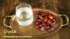  Presentation with ramadan - Presentation theme featuring conceptual photo of ramadan food background and a tawny brown colored foreground