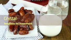  Presentation with ramadan - Audience pleasing presentation design consisting of conceptual photo of ramadan food backdrop and a  colored foreground