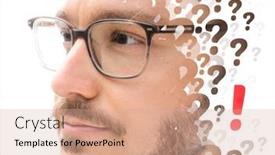  Presentation with glasses - Audience pleasing PPT theme consisting of conceptual-portrait-of-a-man backdrop and a coral colored foreground