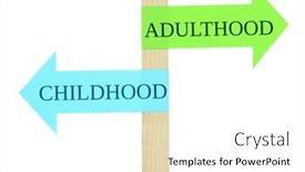  Presentation with road signs - Slide set featuring adulthood - conceptual road signs on choice background and a white colored foreground