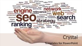  Presentation with online marketing - PPT layouts with conceptual search engine optimization background and a coral colored foreground