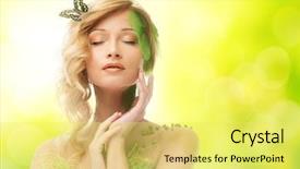  Presentation with lactation young woman breastfeeding - Presentation theme with conceptual spring costume with butterfly background and a yellow colored foreground