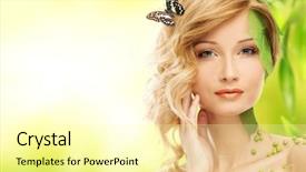  Presentation with forest beautiful spring nature - Audience pleasing slide deck consisting of conceptual spring costume with butterfly backdrop and a  colored foreground