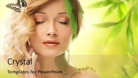  Presentation with forest beautiful spring nature - Beautiful slide deck featuring conceptual spring costume with butterfly backdrop and a coral colored foreground