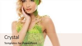  Presentation with spring - Slide deck with conceptual spring costume with butterfly background and a  colored foreground