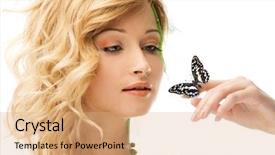  Presentation with spring - Colorful PPT theme enhanced with conceptual spring costume with butterfly backdrop and a  colored foreground