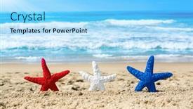  Presentation with turquoise beach - PPT theme with conceptual-summer-holiday-image background and a arctic colored foreground