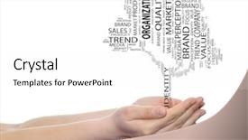  Presentation with corporate advertising - Colorful slide deck enhanced with conceptual tree word cloud tagcloud backdrop and a  colored foreground