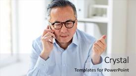  Presentation with business communication - Colorful presentation theme enhanced with concern - business people communication and technology backdrop and a light blue colored foreground