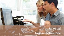  Presentation with home office - Presentation theme with concern - couple working in home office background and a coral colored foreground
