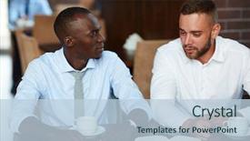  Presentation with sharing - Cool new theme with concern - young bearded businessman sitting backdrop and a lemonade colored foreground