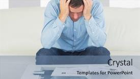  Presentation with 3d man sitting question mark - Slide set with concern figure - frustrated casual man sitting background and a seafoam green colored foreground