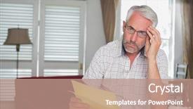  Presentation with mature students sitting at desks - PPT layouts enhanced with concern figure - serious mature man sitting background and a  colored foreground