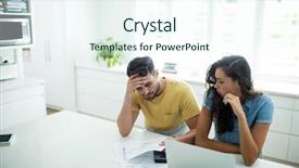  Presentation with couple nature retreat - Beautiful theme featuring concern figure - worried couple calculating their invoices backdrop and a sky blue colored foreground