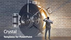  Presentation with vault - Colorful PPT theme enhanced with concerned about theft at bank backdrop and a  colored foreground