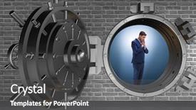  Presentation with vault - Presentation having concerned about theft at bank background and a  colored foreground