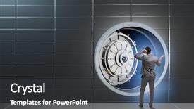 Presentation with vault - Slide set featuring concerned about theft at bank background and a dark gray colored foreground