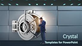  Presentation with vault - Beautiful slide set featuring concerned about theft at bank backdrop and a tawny brown colored foreground