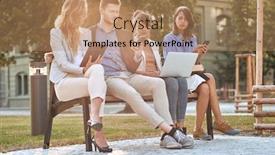  Presentation with cell phones - Cool new PPT theme with concerned-caucasian-businesspeople-sitting backdrop and a coral colored foreground