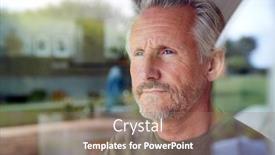  Presentation with man door - Presentation design consisting of reflection - concerned senior man standing background and a coral colored foreground