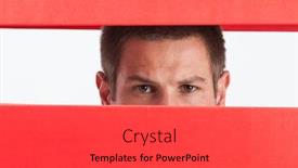  Presentation with stuck - PPT theme consisting of concerned-young-man-stuck background and a dark gray colored foreground