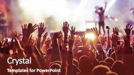  Presentation with festival music - Beautiful slide deck featuring concert - summer music festival backdrop and a tawny brown colored foreground