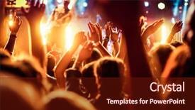  Presentation with students hands raised - Slides having concert - summer music festival background and a tawny brown colored foreground