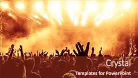  Presentation with concert - Colorful PPT theme enhanced with concert crowd at rock concert backdrop and a tawny brown colored foreground