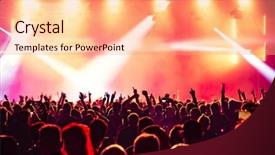  Presentation with concert - Presentation design having concert crowd at rock concert background and a coral colored foreground