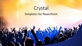  Presentation with concert - Amazing PPT theme having concert crowd at rock concert backdrop and a blonde colored foreground