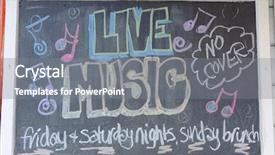  Presentation with live music concert - Slide set consisting of concert posters - live music inscription on blackboard background and a gray colored foreground
